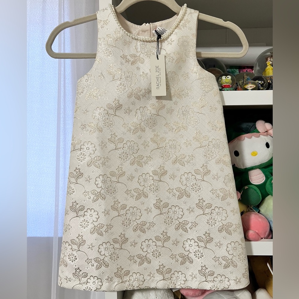 Chic Rachel Zoe Metallic Floral Cream Dress for little girls size 5.
